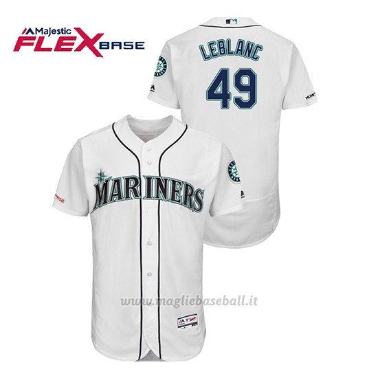 Maglia Baseball Uomo Seattle Mariners Wade Leblanc 150th Aniversario Patch Flex Base Bianco